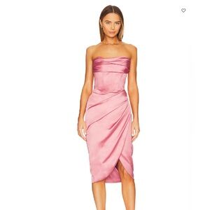 Bardot Jamila Corset Dress  Featured Revolve Sz 6 NOWT Dusty Rose